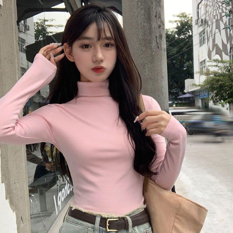 Autumn/Winter Pure Desire Spicy Girl Long-Sleeve Cropped T-shirt: Slimming, Flattering, Versatile Base Layer for Women.