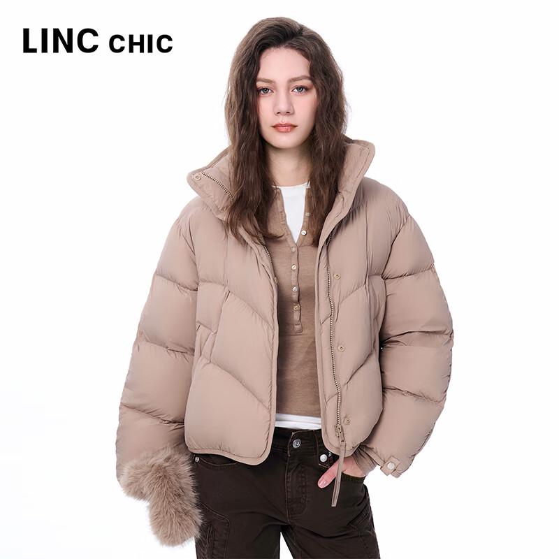 Jinyujie Women's Loose Fit Stand Collar Short Down Jacket