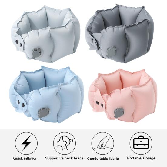 Inflatable U-Shape Neck Pillow Portable Press To Inflate Ergonomic Head Neck Support Ultralight Car Airplane Train Outdoor Travel Cervical Cushion