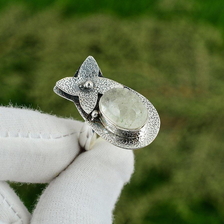 

Natural Crystal Quartz Gemstone Solitaire Adjustable Ring 925 Silver For Women Adjustable