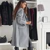 Women Jacket Woolen Turn-down Collar Solid Color Single-breasted Coat Mid Length Thermal Long Sleeved Commuting Dating Spring Fall Winter Overcoat