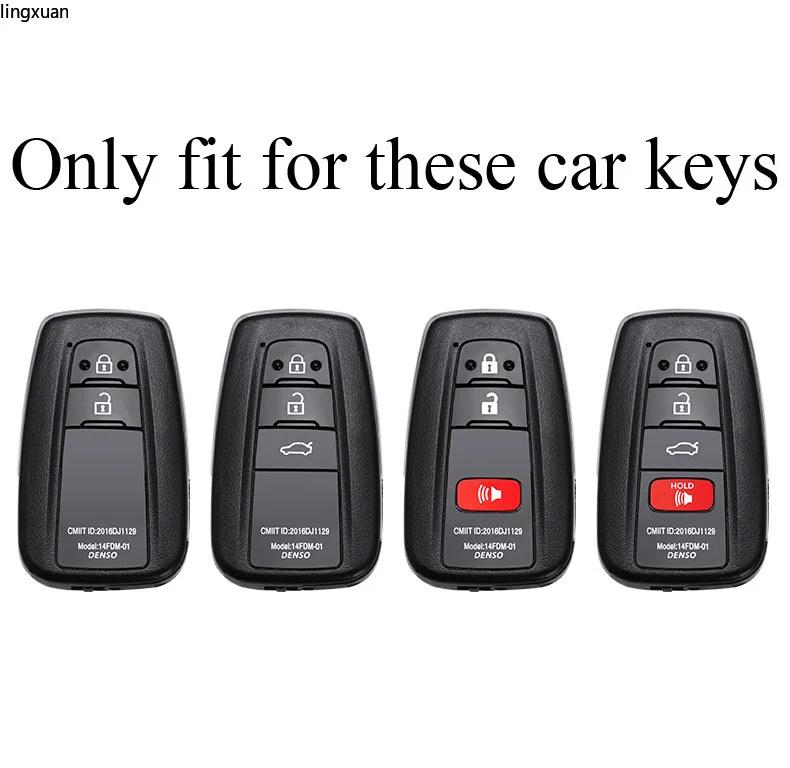 Styling Mouldings Zinc Alloy + Leather Car Key Case for Toyota Corolla Hybrid 2021 Rav4 Land Cruiser Prado Camry Highlander Priu