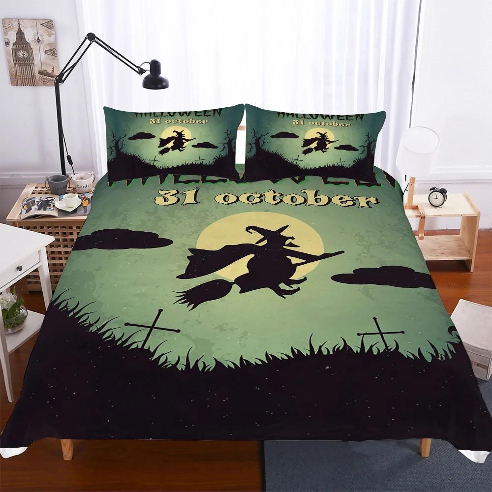 

Hapy Halowen Double Beding Set Teror Soft Duvet Cover Set Halowen Skul Europe Sized Dimensions Style Carton Bed Linen Set Cover Bed Winter B6 100*200cm Single