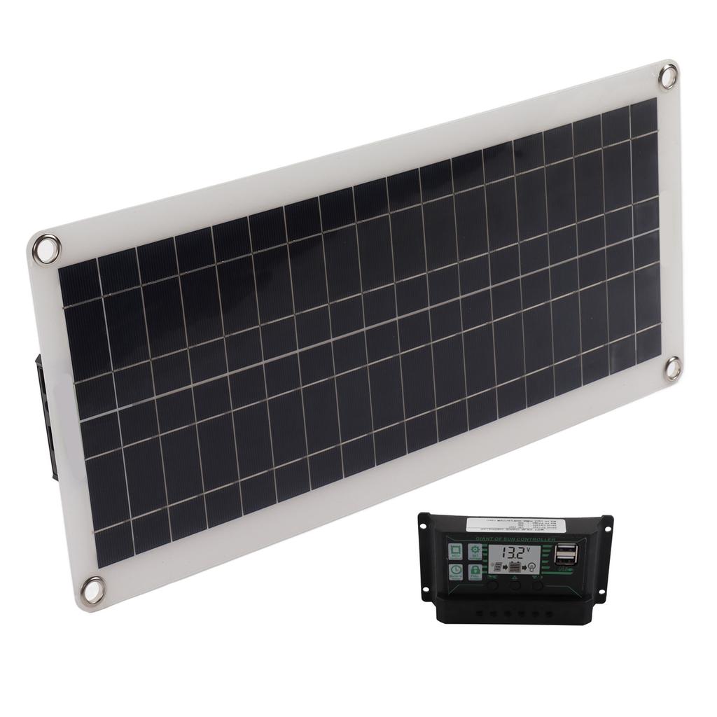 30W Solar Panel 30A Charger Voltage Controller Kit Polycrystalline Silicon for 12V Car RV Boat Marine Trailer