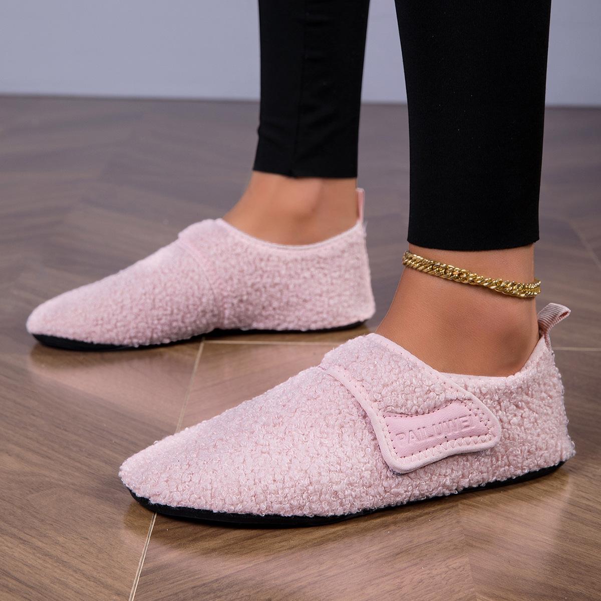 

Women Indoor Walking Shoes Soft Soled Cotton Shoes Winter Yoga Fitness Shoes Anti-slip Household Casual Shoes Slip-on Flats 42/43