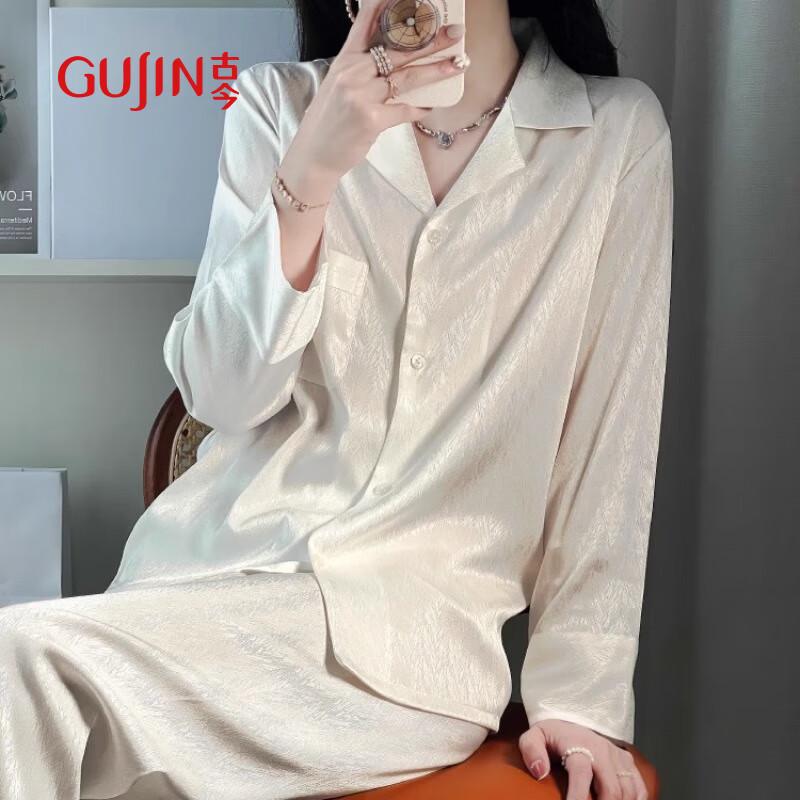 GUJIN Women s Light Luxury Ice Silk Pajama & Lounge Set XL