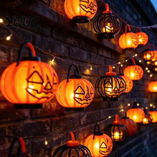 Battery Operated Pumpkin Light Halloween Lantern, LED Up Hollow Ornament, Table Centerpiece Statue with Warm for Indoor Outdoor Party Decor