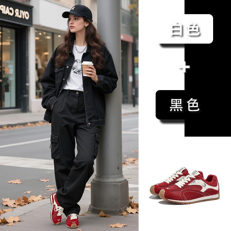 Leather women's autumn new crooked head sports shoes flat running comfortable casual women's shoes