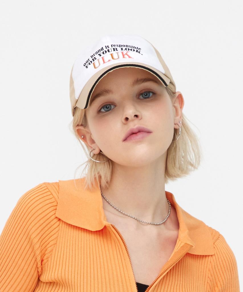ULUK Long Algerian Print Cotton Ball Cap_Beige