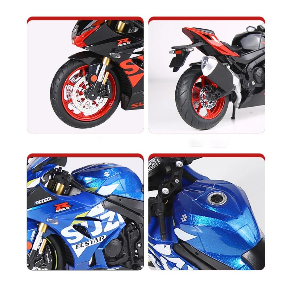 1/12 Suzuki GSX-R1000R Alloy Racing Motorcycle Model Diecast Street Cross-Country Motorcycle Model Sound and Light Kids Toy Gift