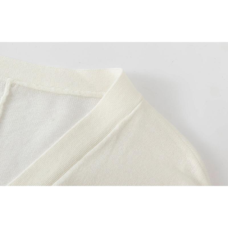 Cardigan Tricoté pour Femme Haut à Manches Longues Été Fille Ronde Chemise Climatisée Veste Protectrice du Soleil