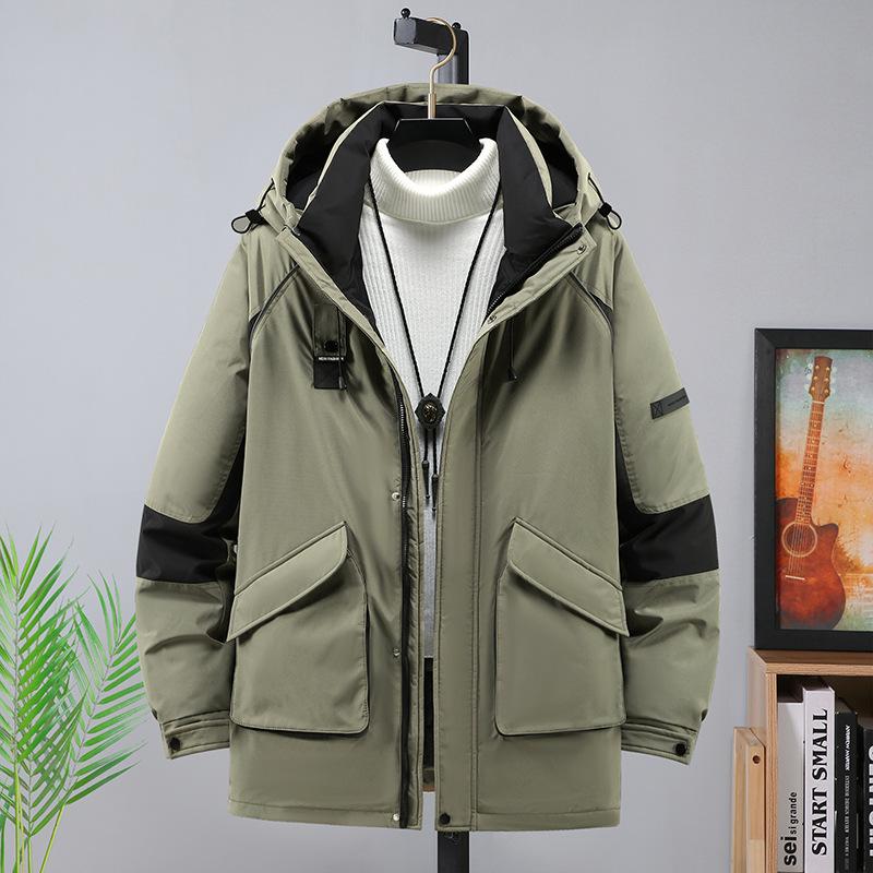 

Мужская водонепроницаемая походная куртка больших размеров средней длины с капюшоном, повседневное стеганое пальто 4XL-11XL 11XL чёрный