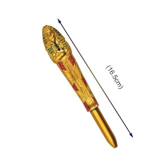 Golden Pharaoh Ballpoint Pens, Set of 3, 0.5mm Oil-Based, Retractable, Smooth Writing, Gift for Kids & Students, Assorted Ancient Egyptian Designs