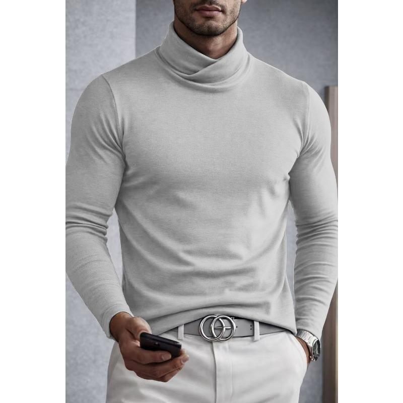 Men S Solid Color Long Sleeve High Neck Base Layer Top