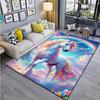 Vibrant Rainbow Unicorn Area Mat - 800g/m² Crystal Velvet, Non-Slip, Washable Floor Mat for Living Room, Bedroom, Yoga, Bathroom