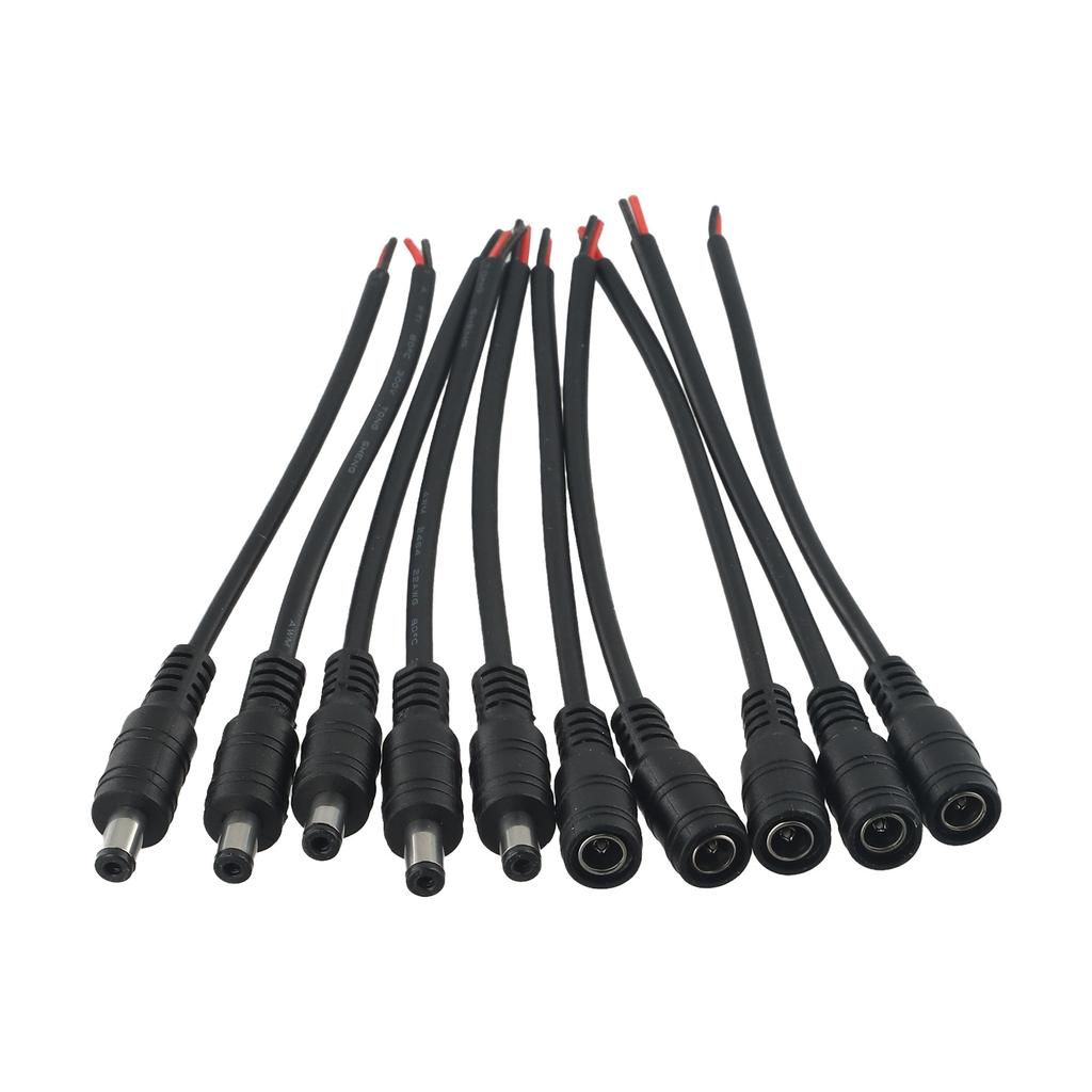 DC Power Cable Set 5 Pairs 5 5x2 1mm Male Female Connector 1 Pin for CCTV Camera and LED Strip Power Supply Line 30cm Length