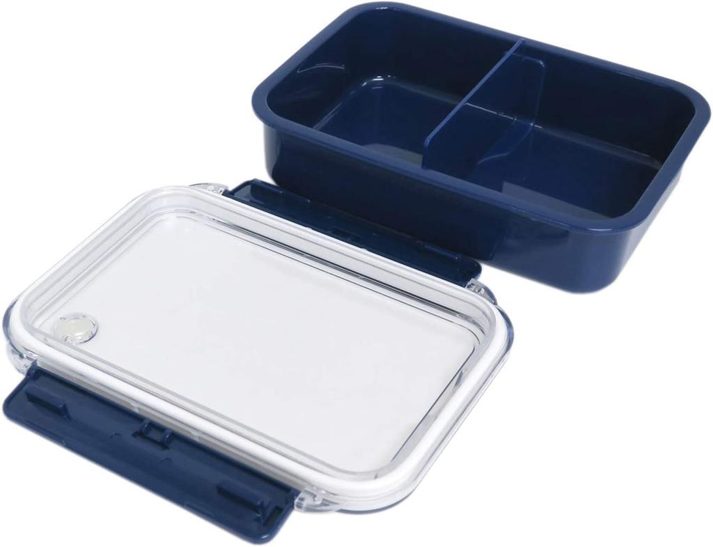 OSK Feel Easy Tight Lunch Box with Navy Made in Dishwasher and Microwave with Simple Box, Freezer-Safe Dividers, Blue, 800ml, Japan, Safe, Two-Point