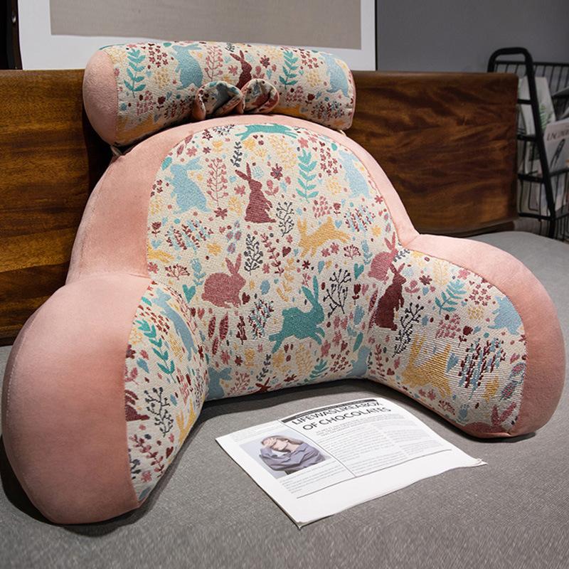 Retro Printed Headboard Cushion Plump Filling Soft Waist Protection Mats Large Backrest Sofa Hug Pillow Home Bedroom Study Office Reading Pillow