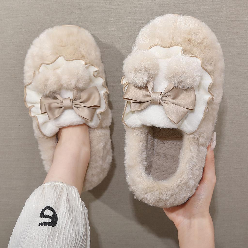 Cotton Slippers Women's Winter New Indoor Non-slip Household Plush Thick-soled Thermal Bag and Cotton Shoes Women