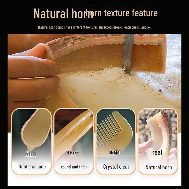 Zhi Xu Natural Ox Horn Comb Gift Set