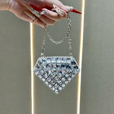 Mini-Tasche, Kleine Tasche mit Kette, Trendige Kleine Diamanttasche für Damen