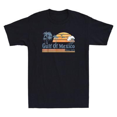 Gulf of Mexico Since 1672 Funny Beach Palms Seagull Summer Vacation Mens T-Shirt