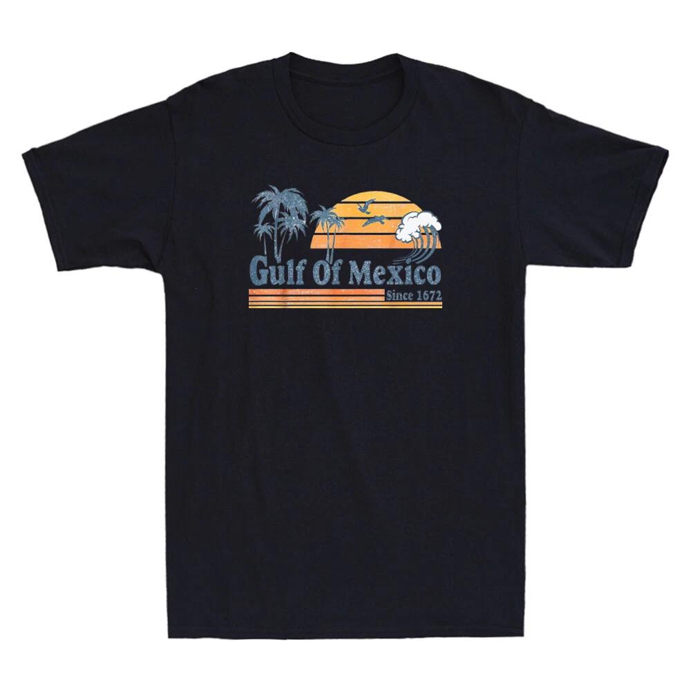Gulf of Mexico Since 1672 Funny Beach Palms Seagull Summer Vacation Mens T-Shirt S