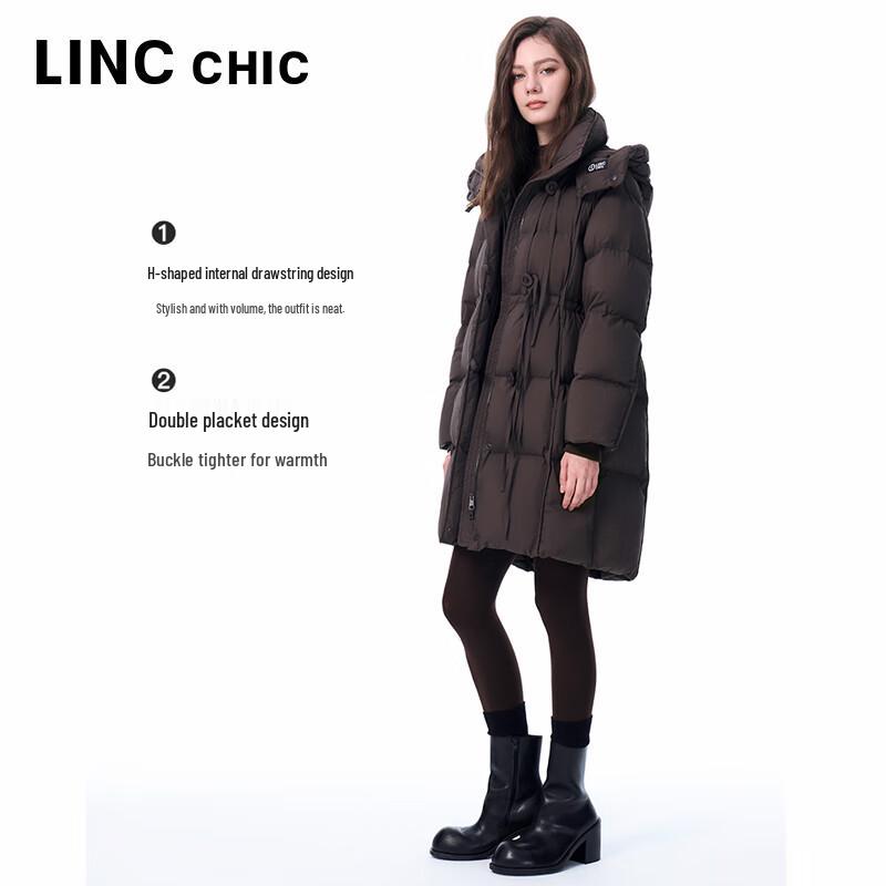 Jinyujie 2025 Winter Women's Hooded Mid-Length Down Jacket