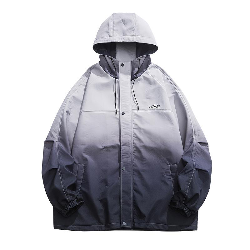 Herren- und Damenjacke mit Farbverlauf, wasserdicht, winddicht, Outdoor-Paar-Bergsteigerjacke, Herren