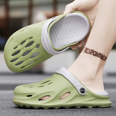 Sommertrend Herren Lochschuhe tragen dicksohlige rutschfeste atmungsaktive leichte Slipper Outdoor Casual Strand Sandalen Herren