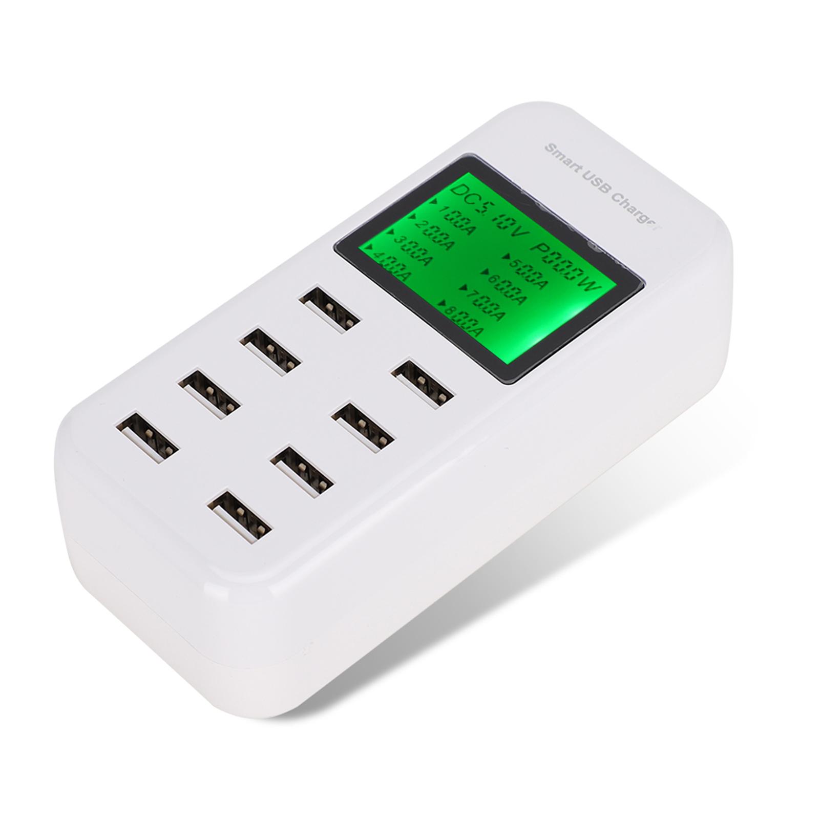

8 Port Smart LCD Display USB Charger Hub Power Extension Station Dock White