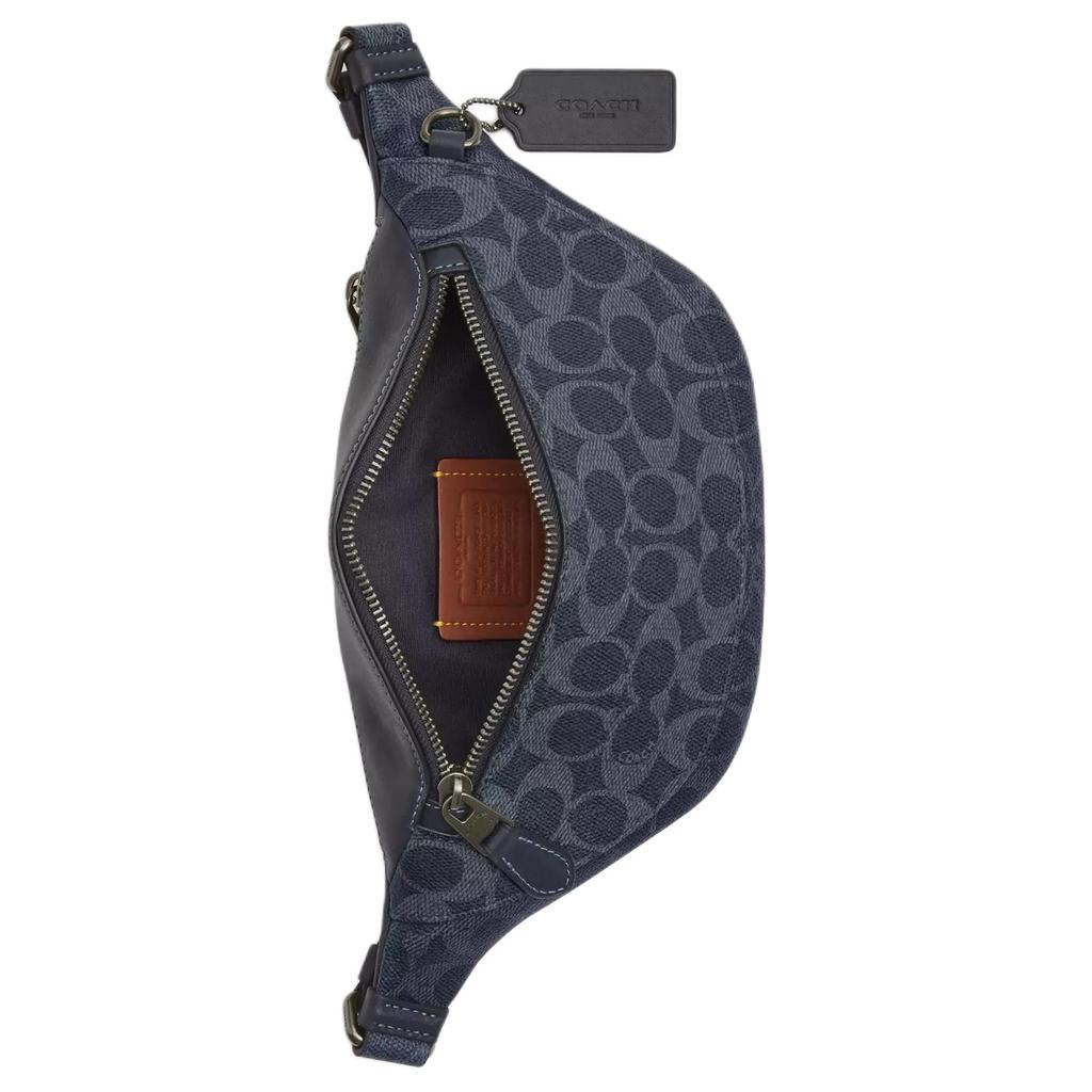 Coach Warren 29 External Zipper Pocket Faux Leather And Calfskin Waist Bag Large Unisex Waist Bag Denim CBK37-QBY2Y