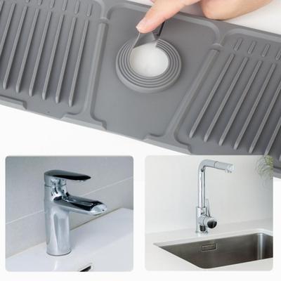Practical Silicone Faucet Mat Black/Grey Faucet Accessories Sink Splash Pad Splash Proof Water Catcher Mat Kitchen Bathroom