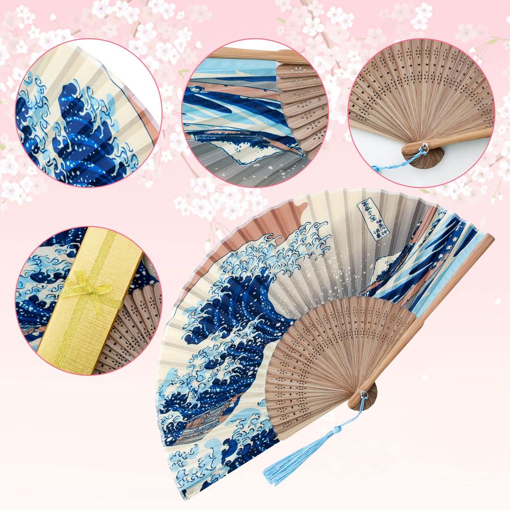 Boshiho Folding Floral Japanese Japanese Accessory Women's Fan, Bamboo, Rayon, Print, Stylish, Style, Elegant, Gorgeous,