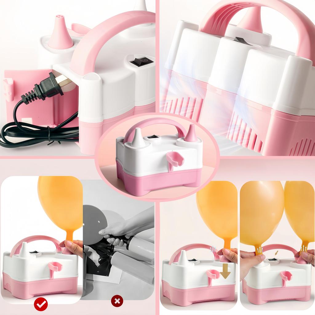 Electric Balloon Pump Kit, Dual Nozzle Air Pump for Balloon Inflator, Balloon Blower Inflator for Party, Birthday, Wedding Balloon Decoration, Include