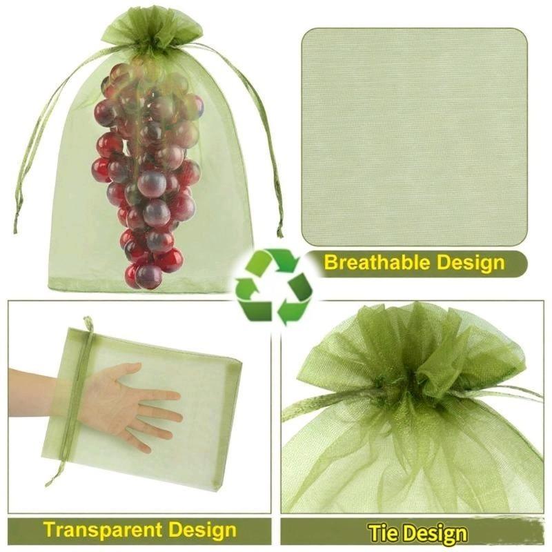 1-100Pcs Fruit Protection Bags Plant Grow Bags Garden Anti-Bird Netting Mesh Bag Vegetable Strawberry Bags Garden Tools Reusable