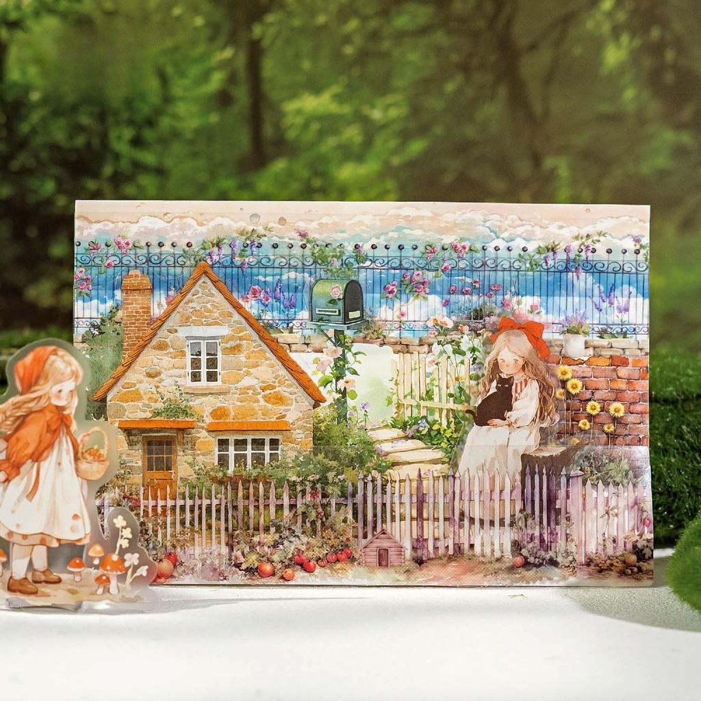 40mm*2m Garden Fence PET Tape Set Floral Yard Stickers for Scrapbooking Journaling DIY Crafts and Art Supplies