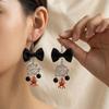 New Design Sweet Cool Black Bowknot Spider Dangle Earring for Women Gothic Spider Web Bat Long Tassel Earring Halloween Jewelry