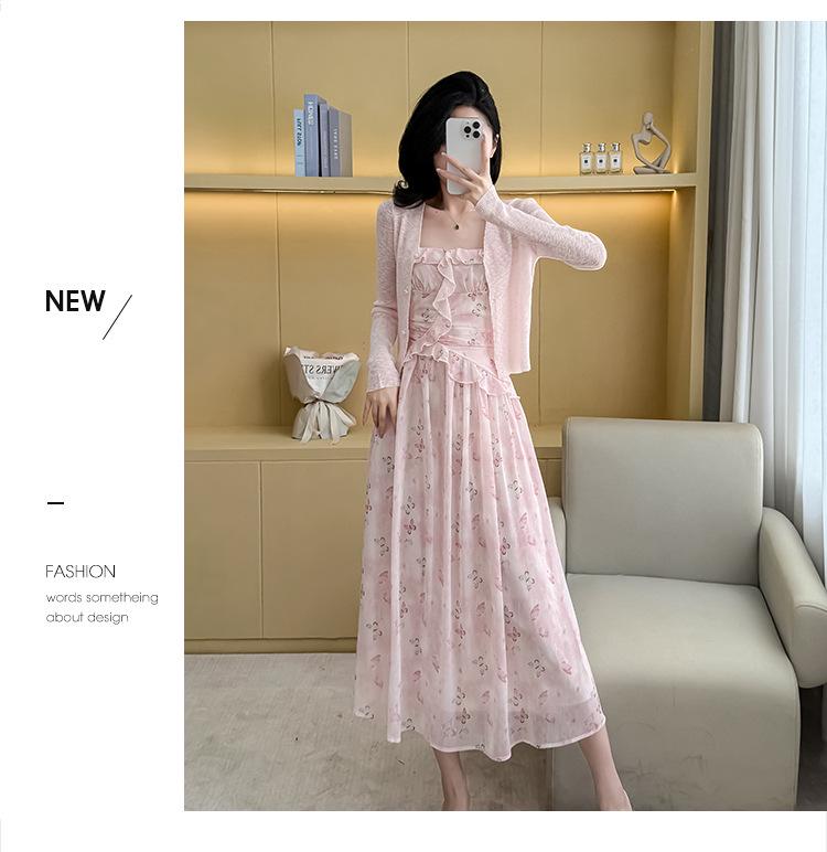 Summer Butterfly Floral Ruffle Camisole Dress – Slim Fit