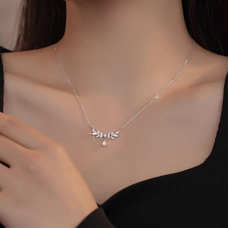 Wheat Ear Necklace Women'S Light Luxury Cold Wind Collarbone Chain Diamond-Encrusted Jewelry Premium Durable Quality