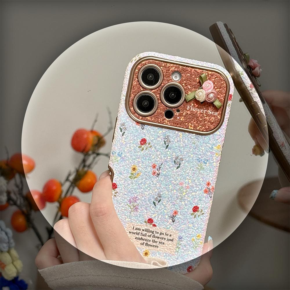 KEYSION Women Girl's Retro Floral Flower Phone Case for iPhone 14 15 16 17 Pro Max Rounded Edges Silicone Shockproof Back Cover