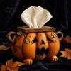 Funktionale Feiertagsdekoration Halloween Kürbis Taschentuchbox, Harz Dekorativer Gesichtsspender, Herbstthemed Home Accents Kreativer Papierhandtuchhalter