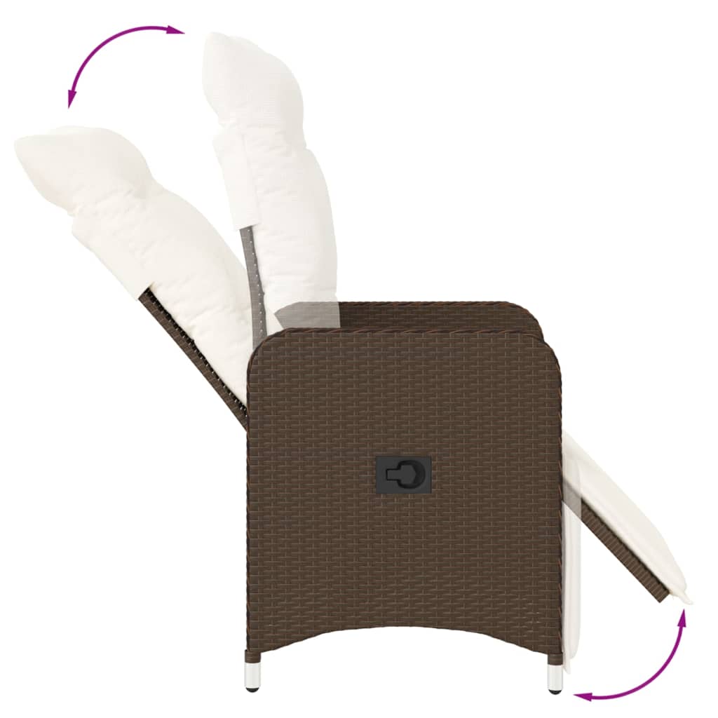 Outdoor Lounge Chairs 2 Pcs with Table Brown Poly Rattan