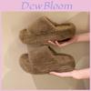 Fashionable Plush One Strap Slippers For Women Cozy Winter Footwear Available In Black Khaki Beige And More