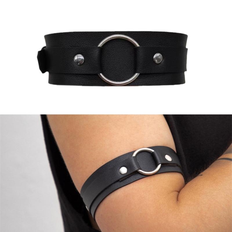 Gothic Gothic Armband For Men Black Leather Wide Adjustable Bracelet Medieval Halloween Accessory Jewelry Gift