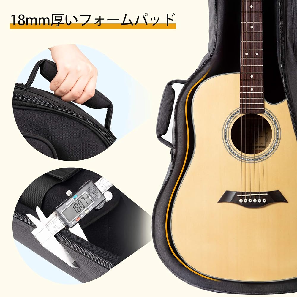 Cahaya Acoustic Guitar Case 18mm Thick Padding Patented Shock Absorption Lightweight Design