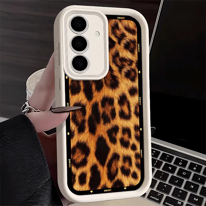 Phone Case for Samsung Galaxy A17 A16 A15 A14 A13 Fashion Sweet Leopard Print A56 A36 A26 A55 A35 A25 A54 A34 A24 A53 A33 A23 A0