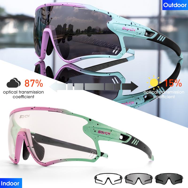 

Scvcn Photochromic Sunglasses for Men Cycle Glasses Red Sun Glasses for MTB UV400 Goggles Woman Road Bike Bicycle Eyewear Photochromic-1 lens