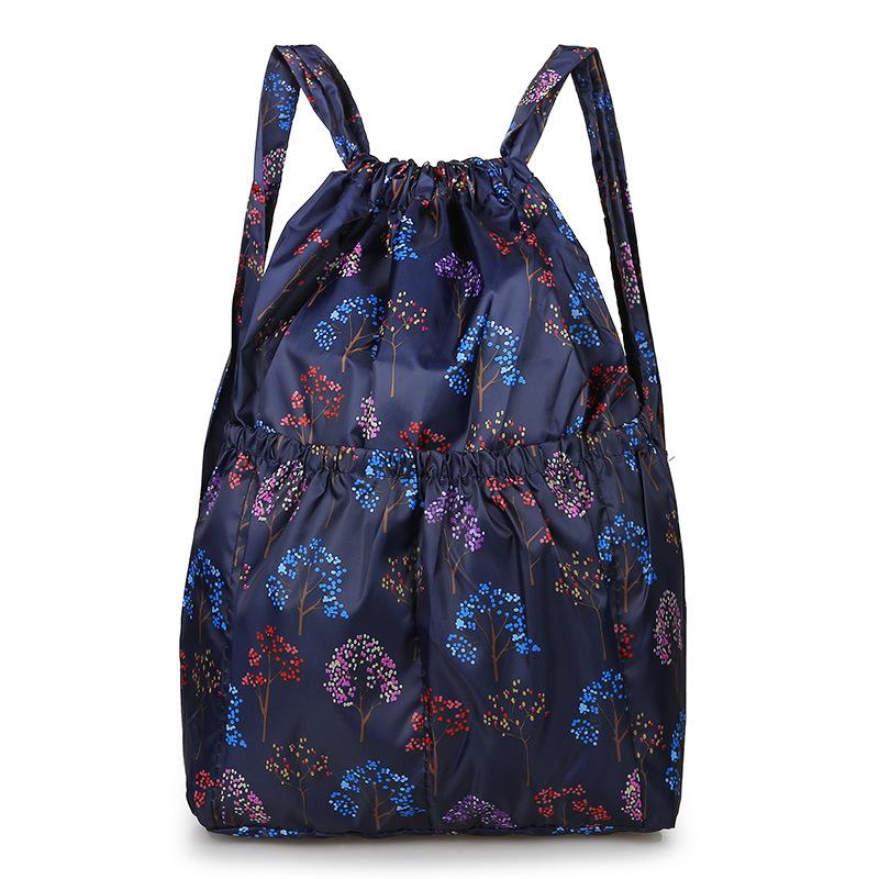 New large-capacity backpack, lightweight bundle drawstring, double backpack, outdoor shopping backpack, folding large schoolbag.