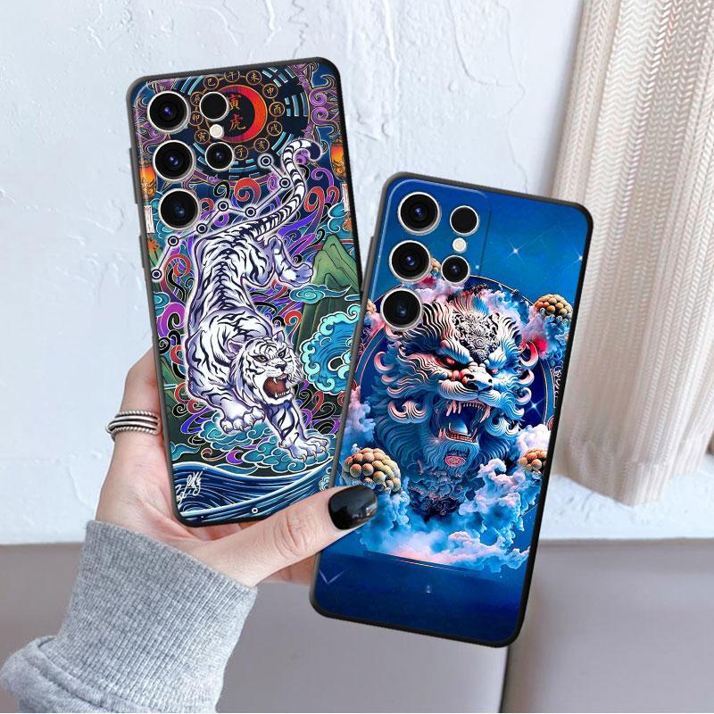 Tpu weiche Luxus-Hülle für Samsung Galaxy S23 Ultra 5g S21 S10 S9 S8 S7 S22 Plus S20 Fe S10e Mode chinesische Tiger Drache Abdeckung